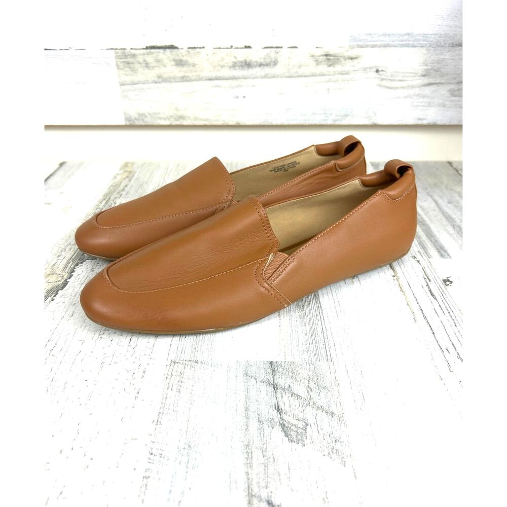 Talbots Women 10 Tan Jessie Gore Nappa Leather Slip-On Driving casual Loafer NEW